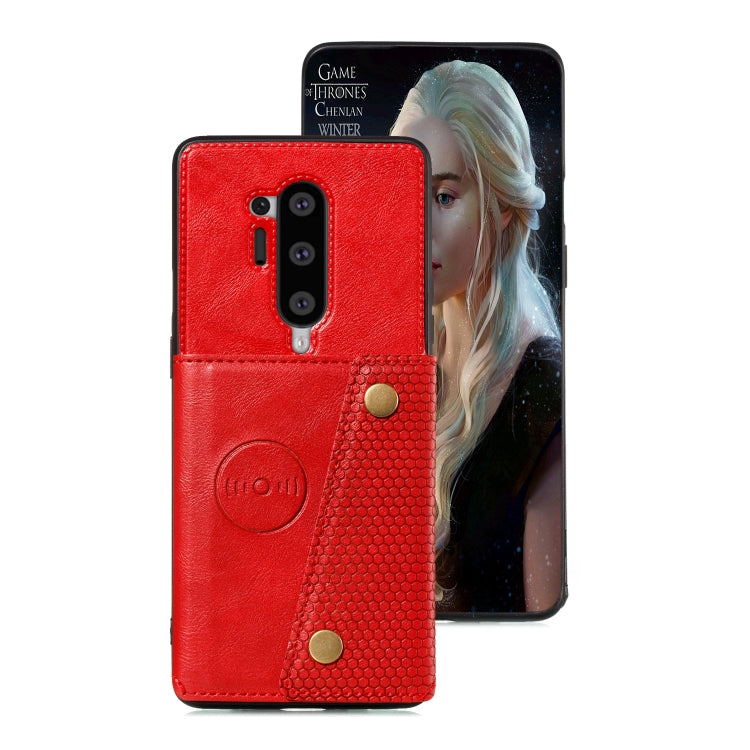 For OnePlus 8 Pro PU + TPU Shockproof Magnetic Protective Case with Card Slots