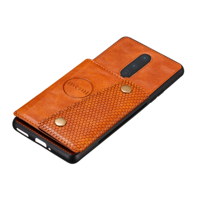 For OnePlus 8 PU + TPU Shockproof Magnetic Protective Case with Card Slots