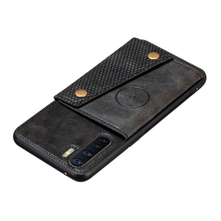 For OPPO A91 PU + TPU Shockproof Magnetic Protective Case with Card Slots