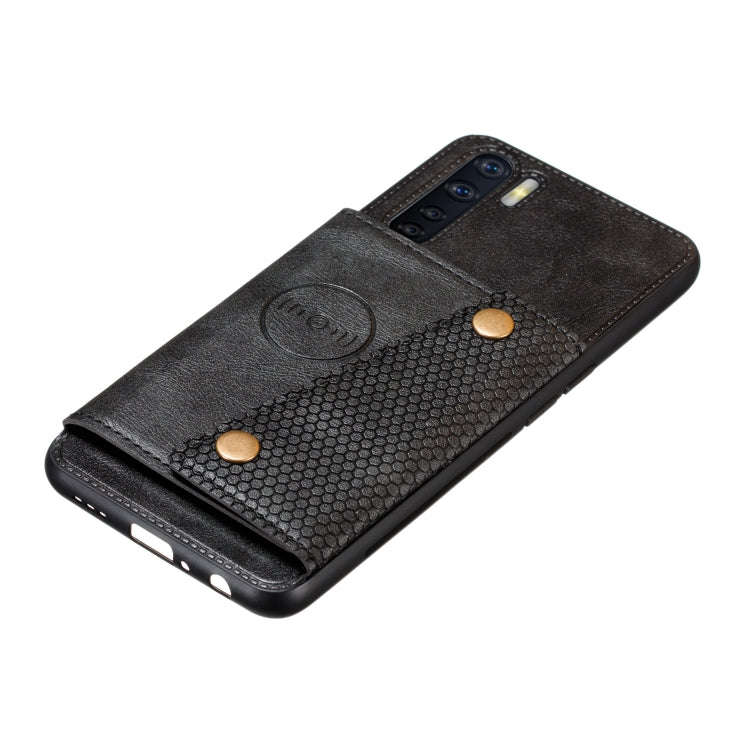 For OPPO A91 PU + TPU Shockproof Magnetic Protective Case with Card Slots