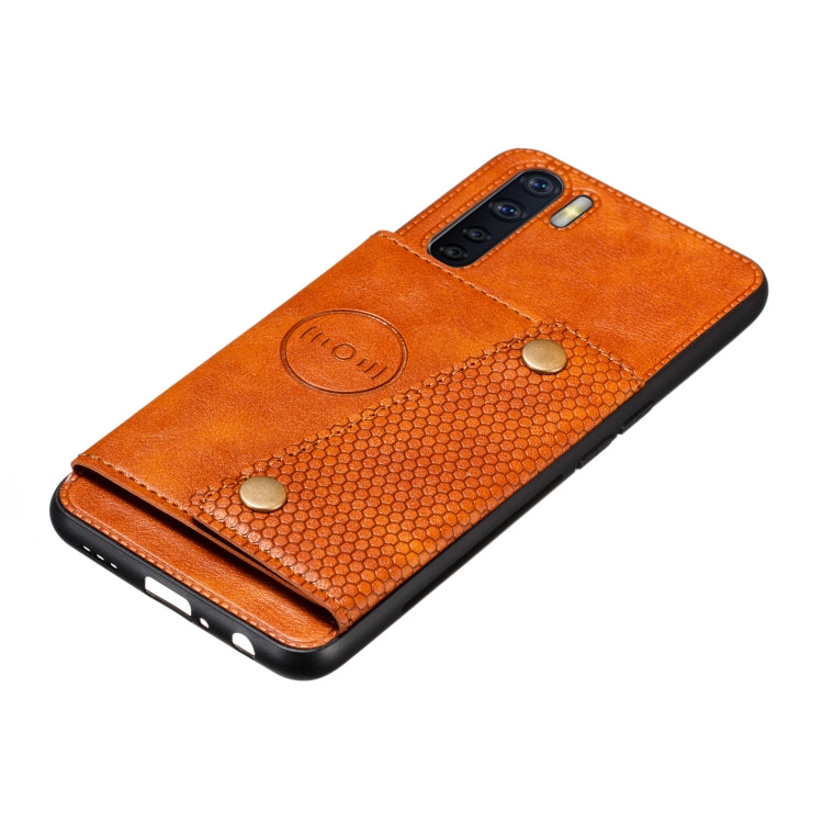 For OPPO A91 PU + TPU Shockproof Magnetic Protective Case with Card Slots