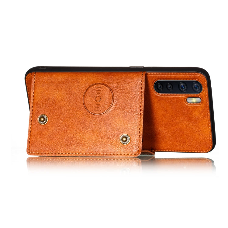 For OPPO A91 PU + TPU Shockproof Magnetic Protective Case with Card Slots