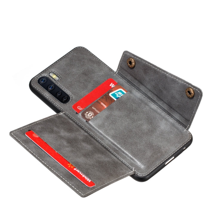 For OPPO A91 PU + TPU Shockproof Magnetic Protective Case with Card Slots