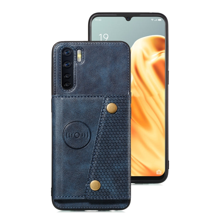 For OPPO A91 PU + TPU Shockproof Magnetic Protective Case with Card Slots