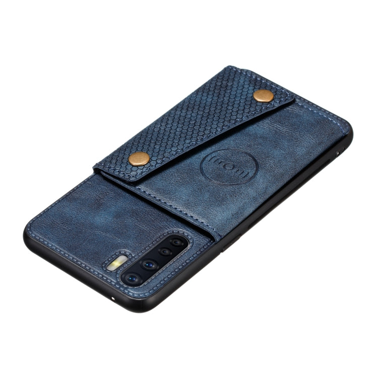 For OPPO A91 PU + TPU Shockproof Magnetic Protective Case with Card Slots