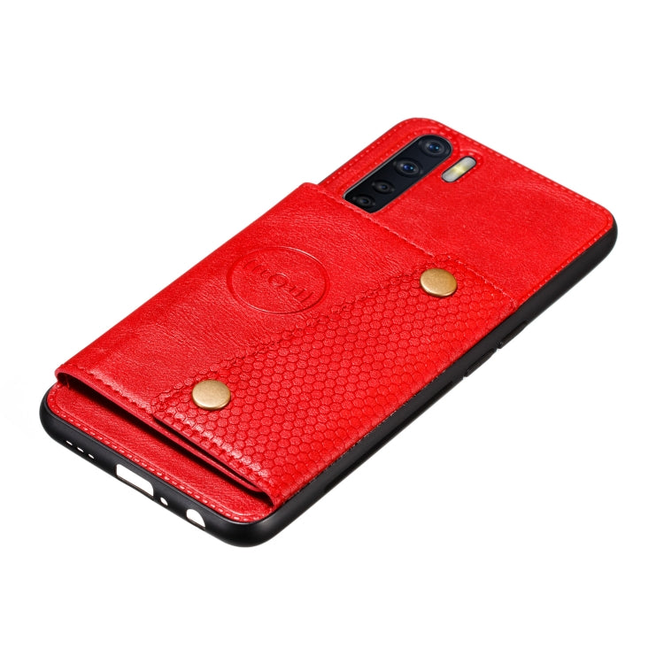 For OPPO A91 PU + TPU Shockproof Magnetic Protective Case with Card Slots