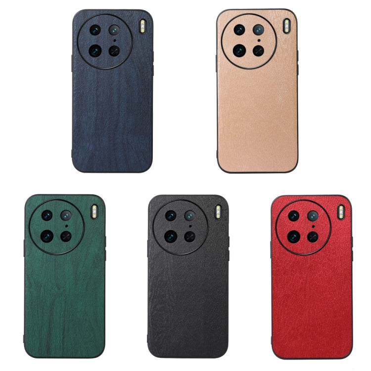 For vivo X90 Pro Wood Texture PU Phone Case