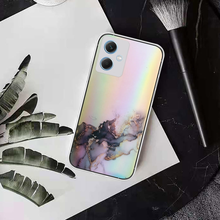 For Xiaomi Redmi Note 12 China Laser Marble Pattern Clear TPU Protective Phone Case