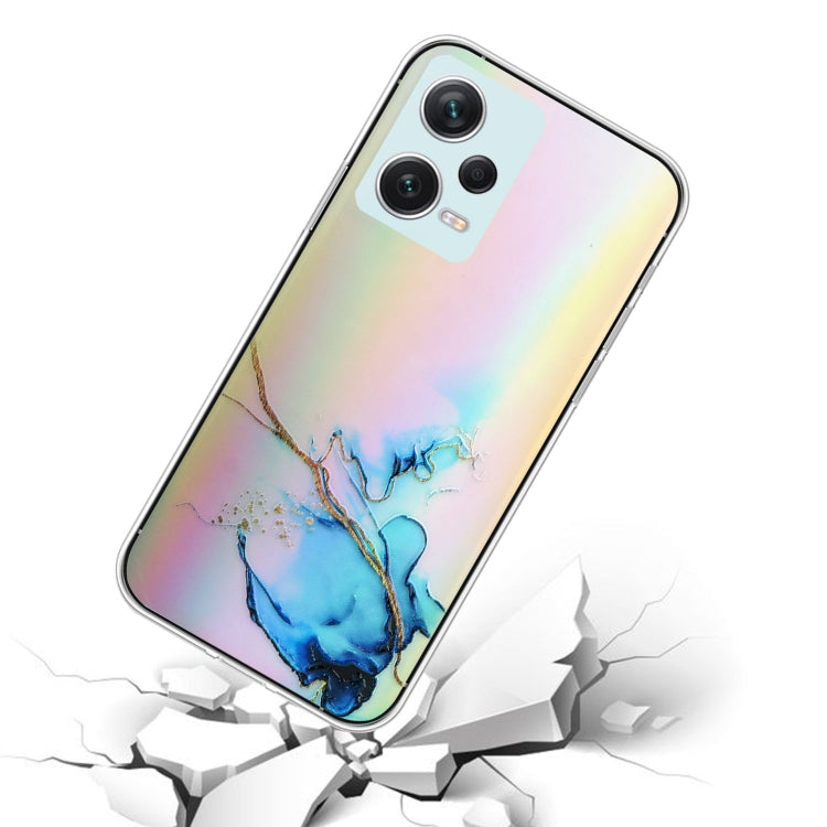 For Xiaomi Redmi Note 12 Pro 5G China Laser Marble Pattern Clear TPU Protective Phone Case