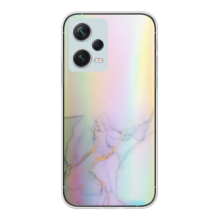 For Xiaomi Redmi Note 12 Pro 5G China Laser Marble Pattern Clear TPU Protective Phone Case