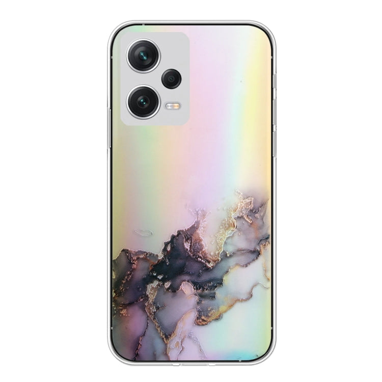 For Xiaomi Redmi Note 12 Pro 5G China Laser Marble Pattern Clear TPU Protective Phone Case