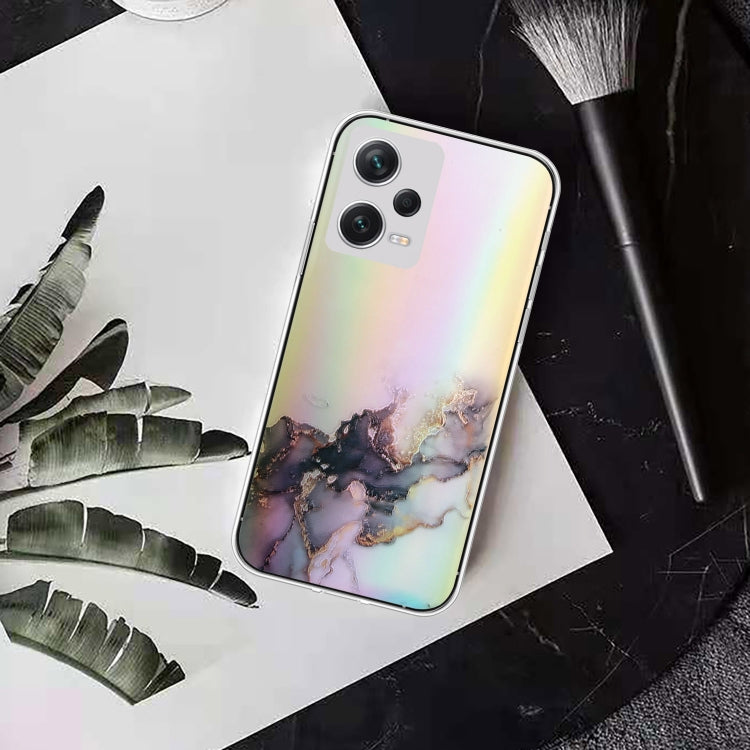 For Xiaomi Redmi Note 12 Pro 5G China Laser Marble Pattern Clear TPU Protective Phone Case