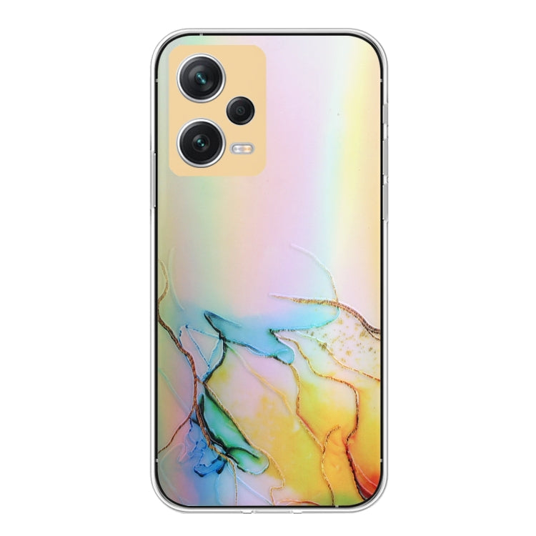 For Xiaomi Redmi Note 12 Pro 5G China Laser Marble Pattern Clear TPU Protective Phone Case