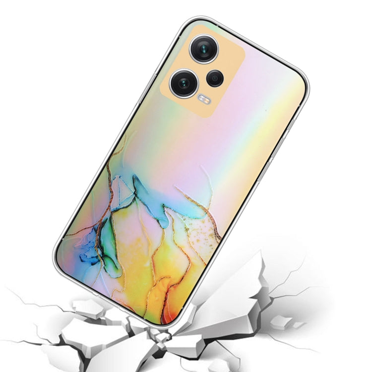 For Xiaomi Redmi Note 12 Pro 5G China Laser Marble Pattern Clear TPU Protective Phone Case