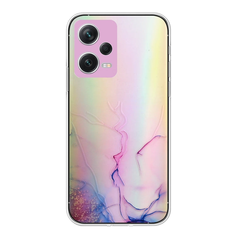 For Xiaomi Redmi Note 12 Pro 5G China Laser Marble Pattern Clear TPU Protective Phone Case