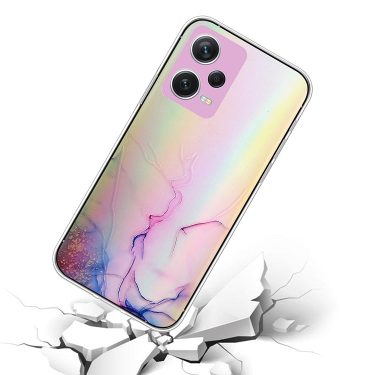For Xiaomi Redmi Note 12 Pro 5G China Laser Marble Pattern Clear TPU Protective Phone Case