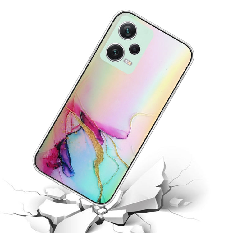 For Xiaomi Redmi Note 12 Pro 5G China Laser Marble Pattern Clear TPU Protective Phone Case