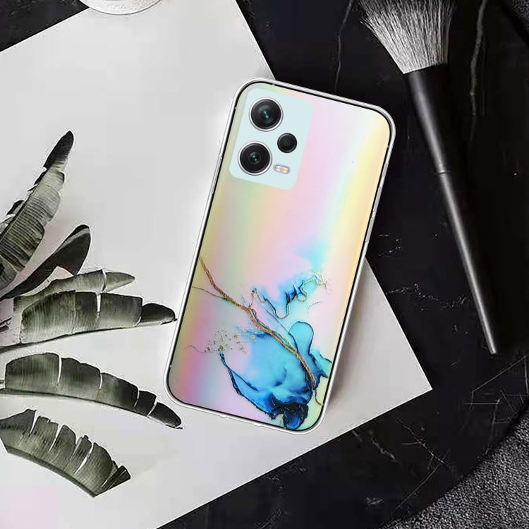 For Xiaomi Redmi Note 12 Pro+ China Laser Marble Pattern Clear TPU Protective Phone Case
