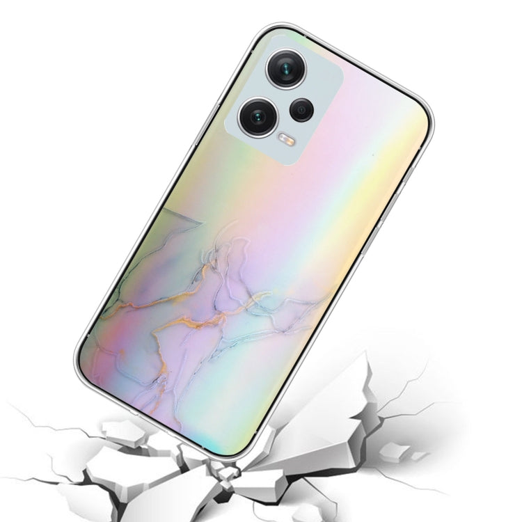 For Xiaomi Redmi Note 12 Pro+ China Laser Marble Pattern Clear TPU Protective Phone Case