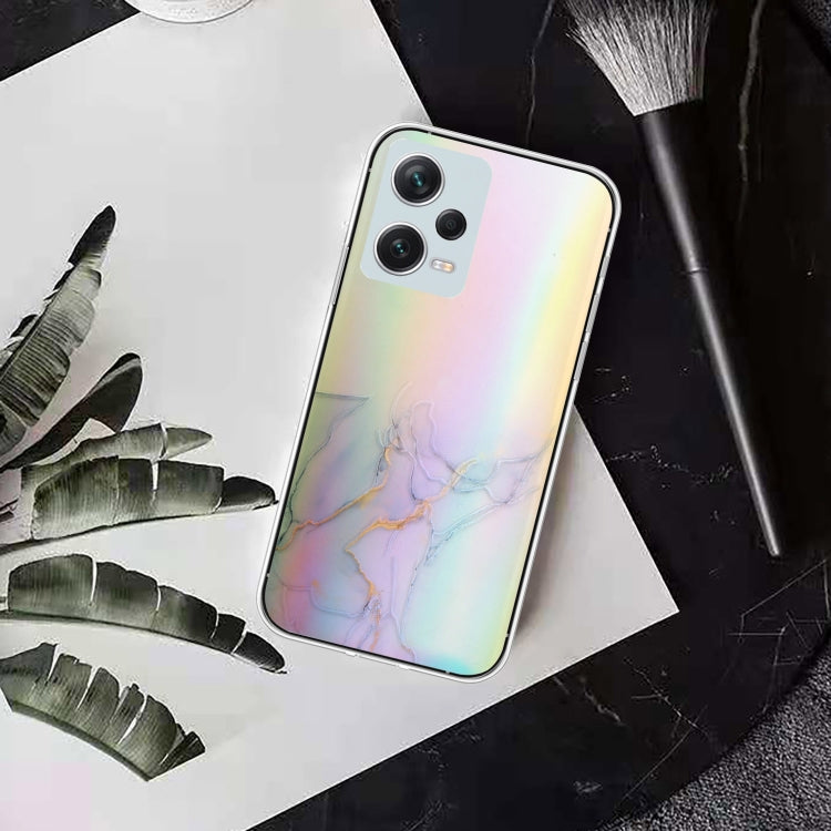 For Xiaomi Redmi Note 12 Pro+ China Laser Marble Pattern Clear TPU Protective Phone Case