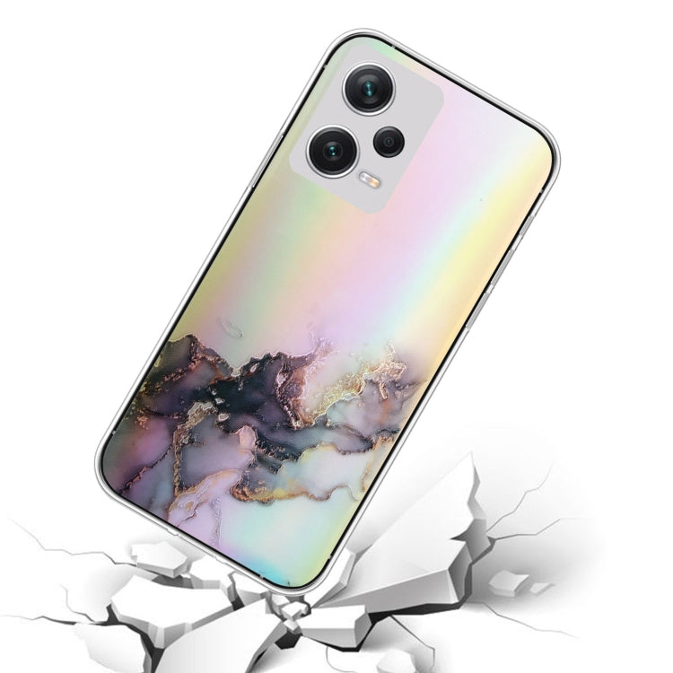 For Xiaomi Redmi Note 12 Pro+ China Laser Marble Pattern Clear TPU Protective Phone Case