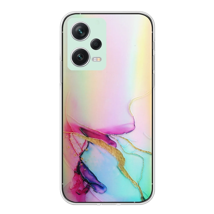 For Xiaomi Redmi Note 12 Pro+ China Laser Marble Pattern Clear TPU Protective Phone Case