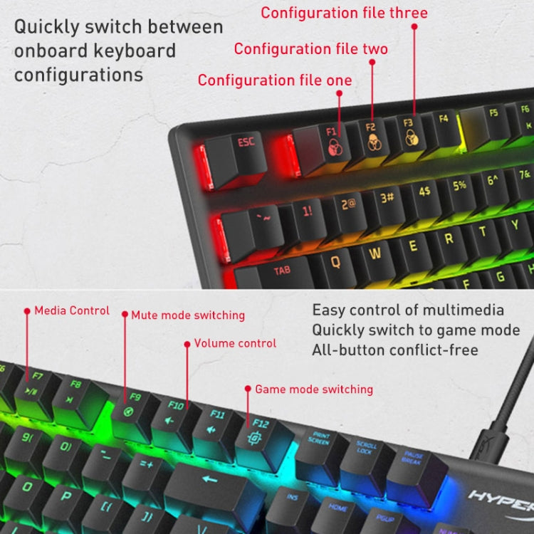 Kingston HyperX HX-KB6RDX-US Origin RGB Gaming Mechanical Keyboard, Style:Fire Shaft
