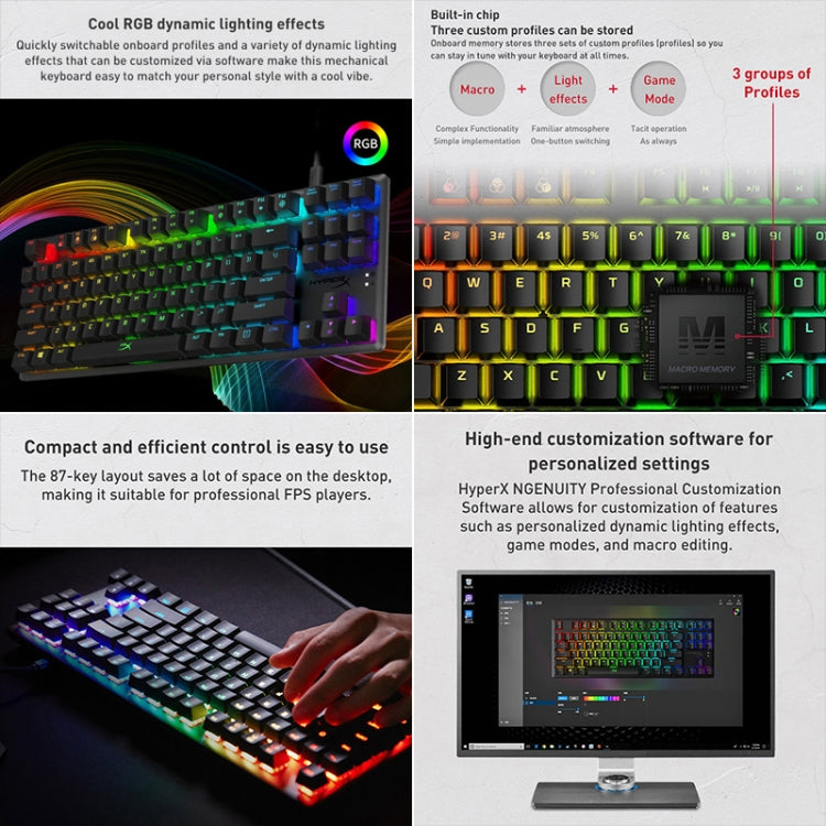 Kingston HyperX HX-KB7AQX-US Origin Competitive Edition RGB Gaming Mechanical Keyboard, Style:Water Shaft