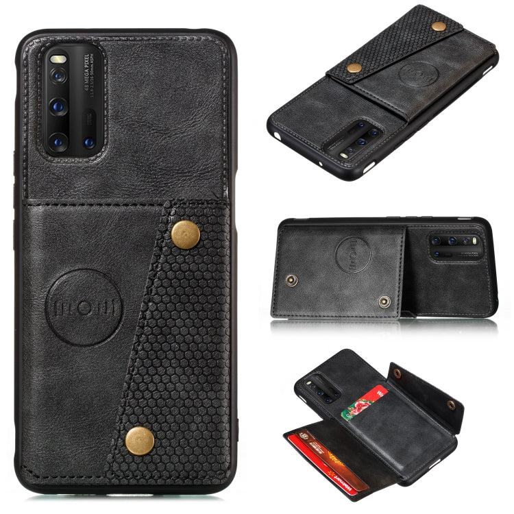 For Vivo IQOO3 PU + TPU Shockproof Magnetic Protective Case with Card Slots