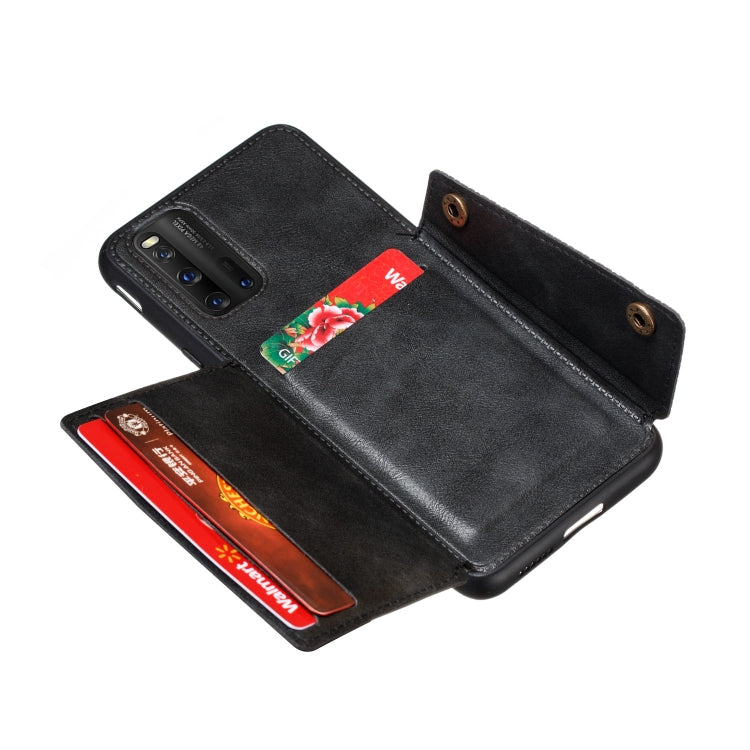 For Vivo IQOO3 PU + TPU Shockproof Magnetic Protective Case with Card Slots