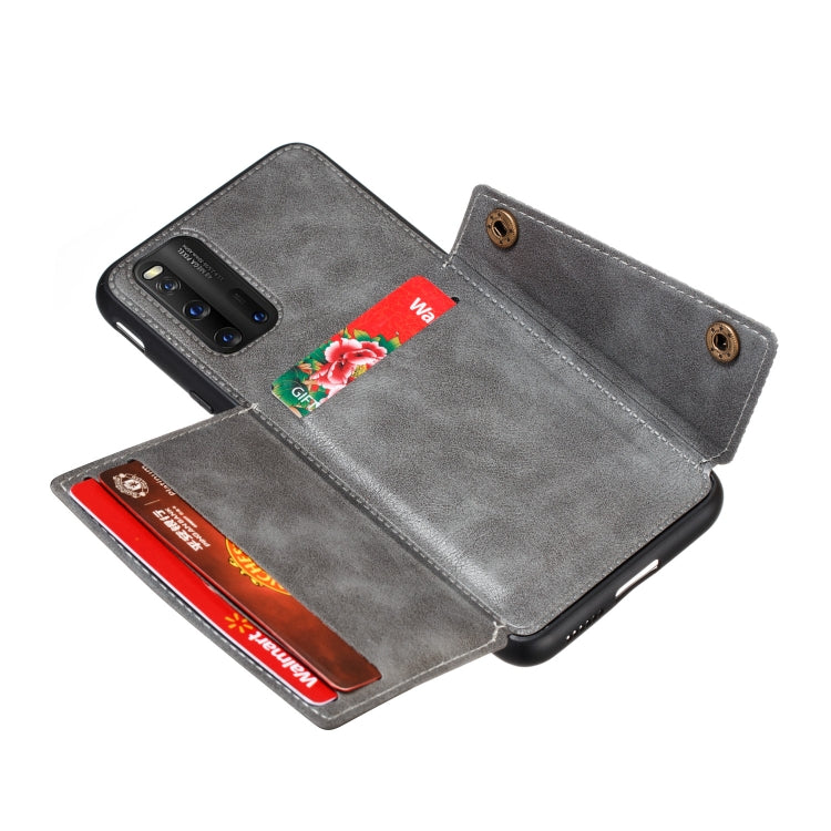 For Vivo IQOO3 PU + TPU Shockproof Magnetic Protective Case with Card Slots