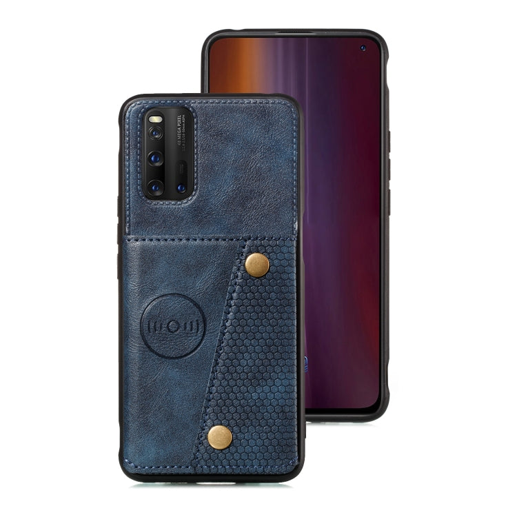 For Vivo IQOO3 PU + TPU Shockproof Magnetic Protective Case with Card Slots