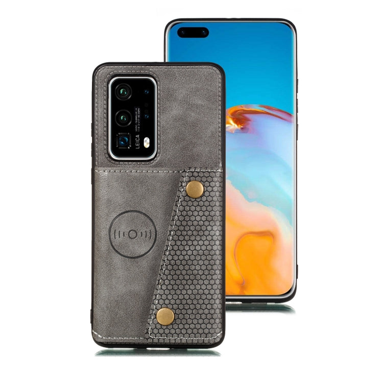 For Huawei P40 Pro PU + TPU Shockproof Magnetic Protective Case with Card Slots