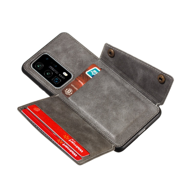 For Huawei P40 Pro PU + TPU Shockproof Magnetic Protective Case with Card Slots