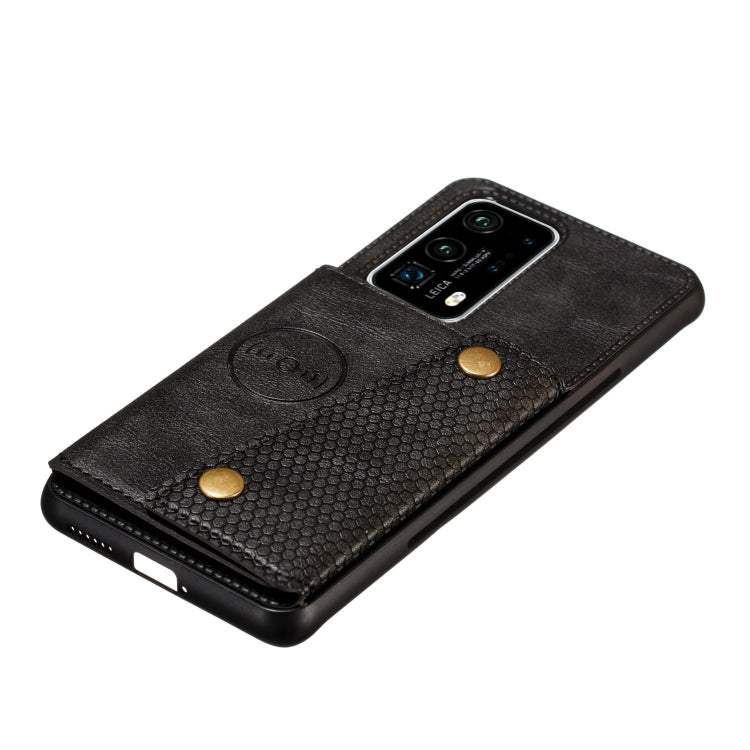 For Huawei P40 Pro+ PU + TPU Shockproof Magnetic Protective Case with Card Slots