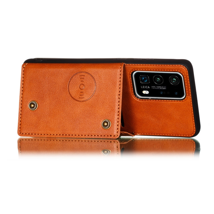 For Huawei P40 Pro+ PU + TPU Shockproof Magnetic Protective Case with Card Slots