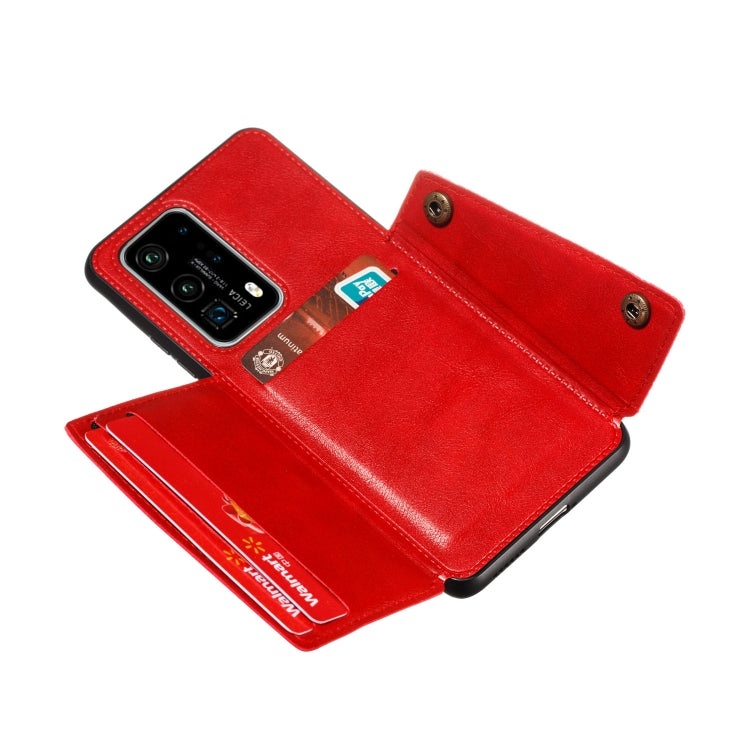 For Huawei P40 Pro+ PU + TPU Shockproof Magnetic Protective Case with Card Slots