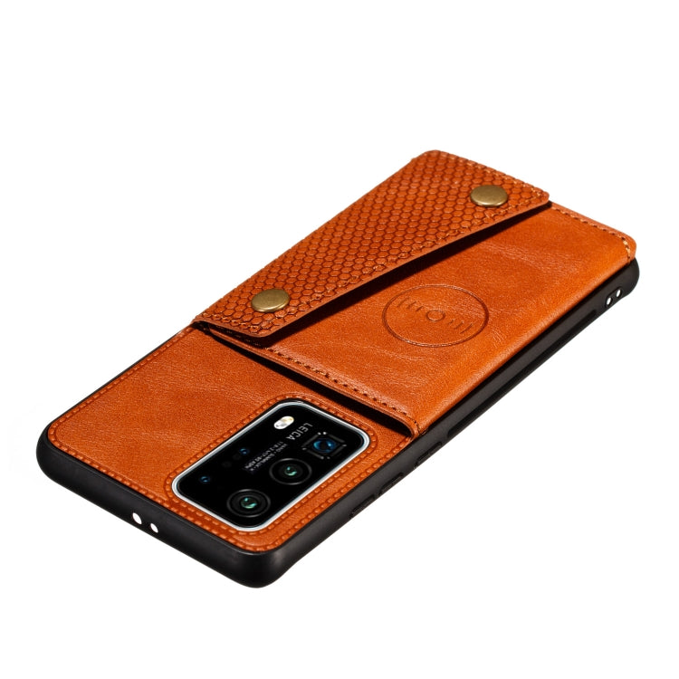 For Huawei P40 PU + TPU Shockproof Magnetic Protective Case with Card Slots