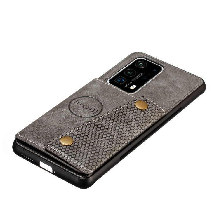 For Huawei P40 PU + TPU Shockproof Magnetic Protective Case with Card Slots