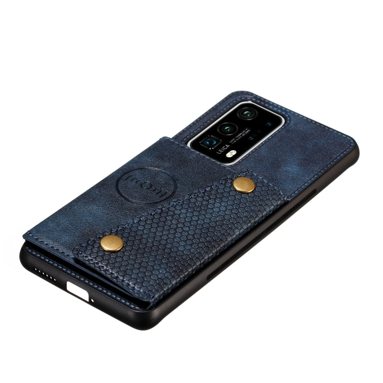 For Huawei P40 PU + TPU Shockproof Magnetic Protective Case with Card Slots