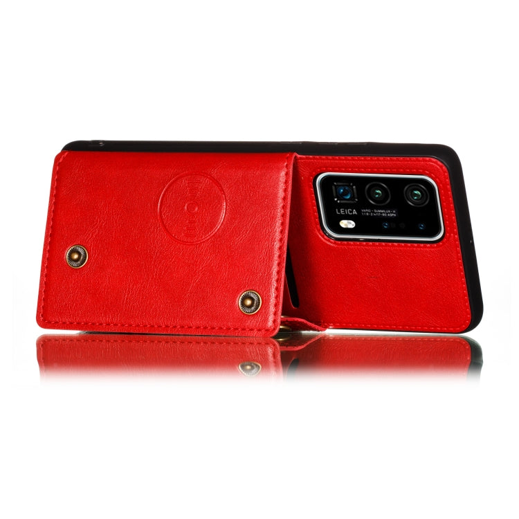 For Huawei P40 PU + TPU Shockproof Magnetic Protective Case with Card Slots