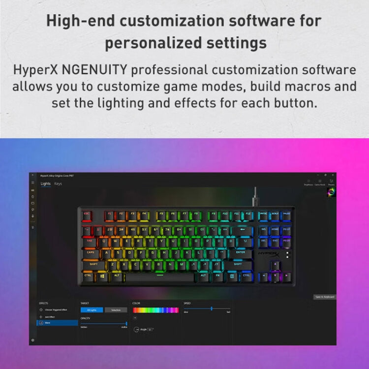 Kingston HyperX Origin Competitive Edition PBT Keycap RGB Gaming Mechanical Keyboard, Style:Fire Shaft