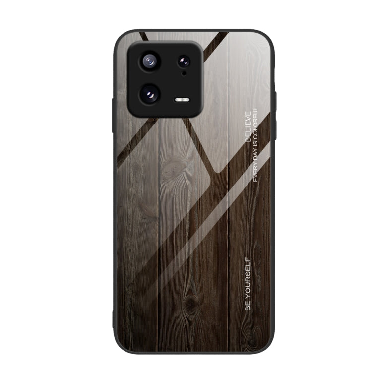 For Xiaomi 13 Pro Wood Grain Glass TPU Phone Case