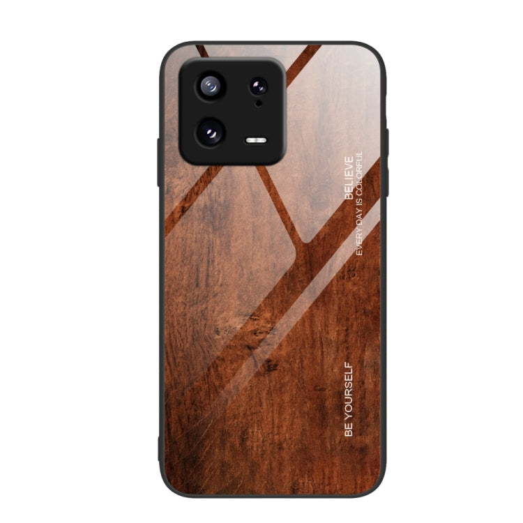 For Xiaomi 13 Pro Wood Grain Glass TPU Phone Case