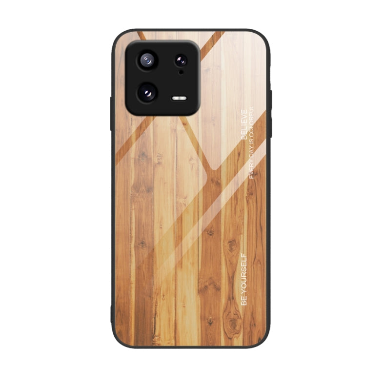 For Xiaomi 13 Pro Wood Grain Glass TPU Phone Case