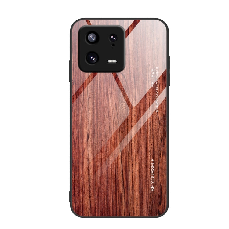 For Xiaomi 13 Pro Wood Grain Glass TPU Phone Case
