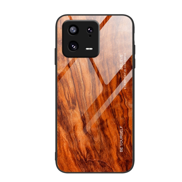 For Xiaomi 13 Pro Wood Grain Glass TPU Phone Case