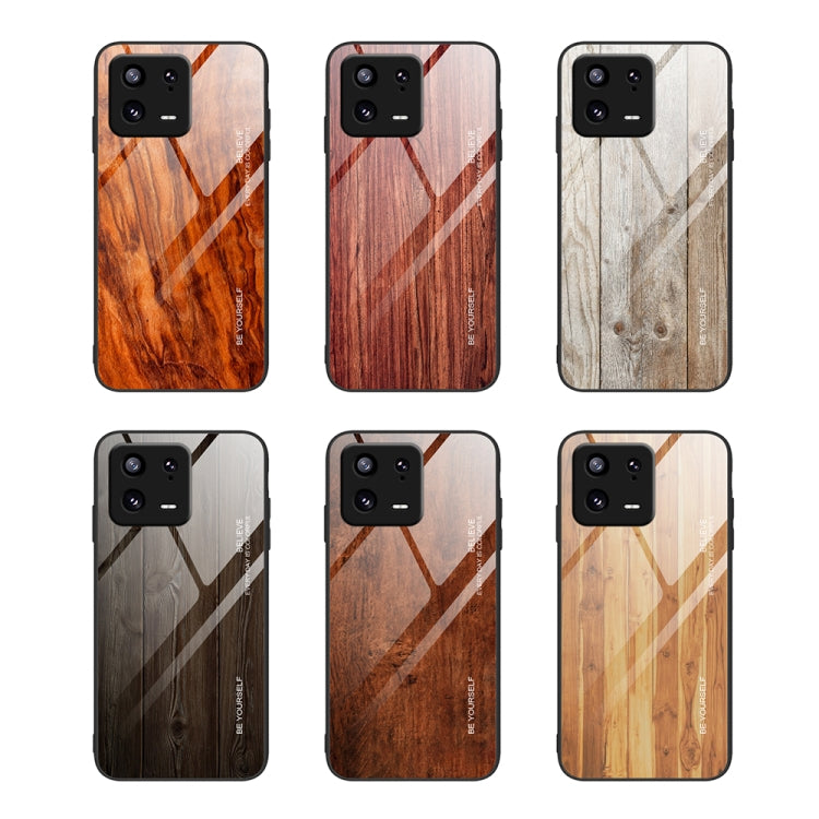 For Xiaomi 13 Pro Wood Grain Glass TPU Phone Case