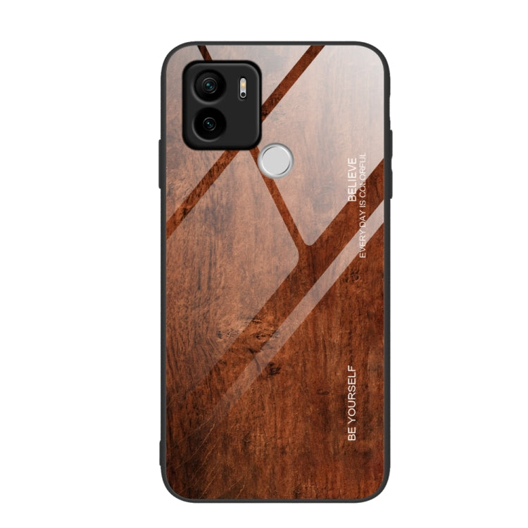 For Xiaomi Redmi A1+ Wood Grain Glass TPU Phone Case