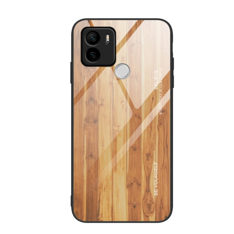 For Xiaomi Redmi A1+ Wood Grain Glass TPU Phone Case